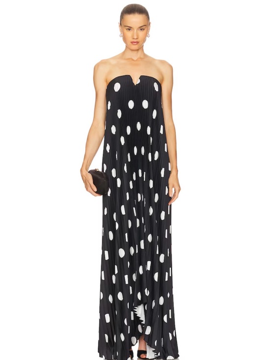 L’Idee Dresses & Skirts - Strapless Black and White Polka Dot Maxi Dress